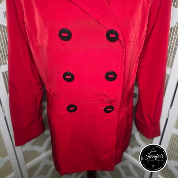 Esprit Women's Vintage Red Double Breasted Notch Lapel Raincoat/Jacket Size M - Picture 4 of 14